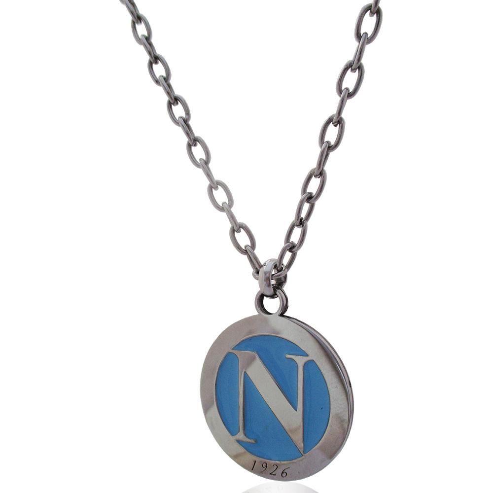 Collana napoli 1926 mm 30 in acciaio anallergico a maglia rolo' ovale cm 50 e smalto a fuoco