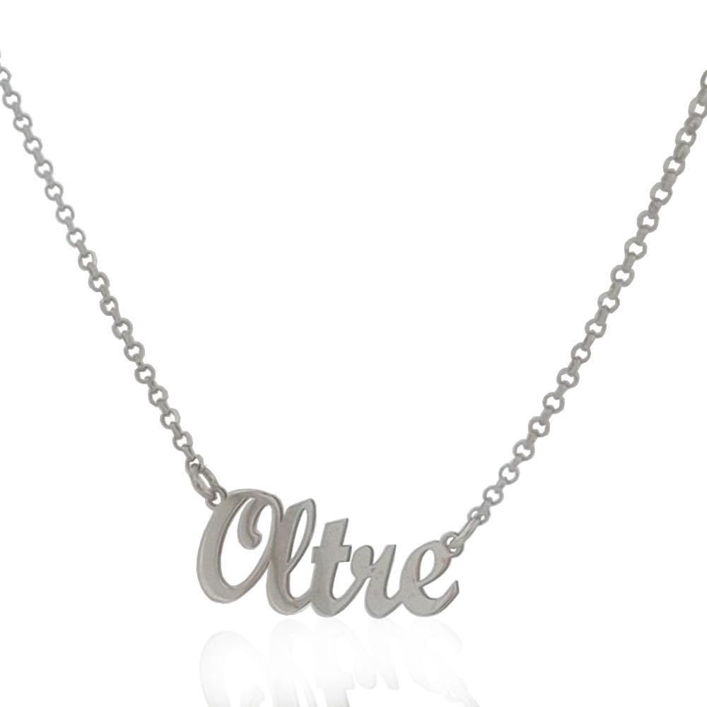 Collana a maglia rolo' cm 44 in argento 925 rodiato con scritta oltre