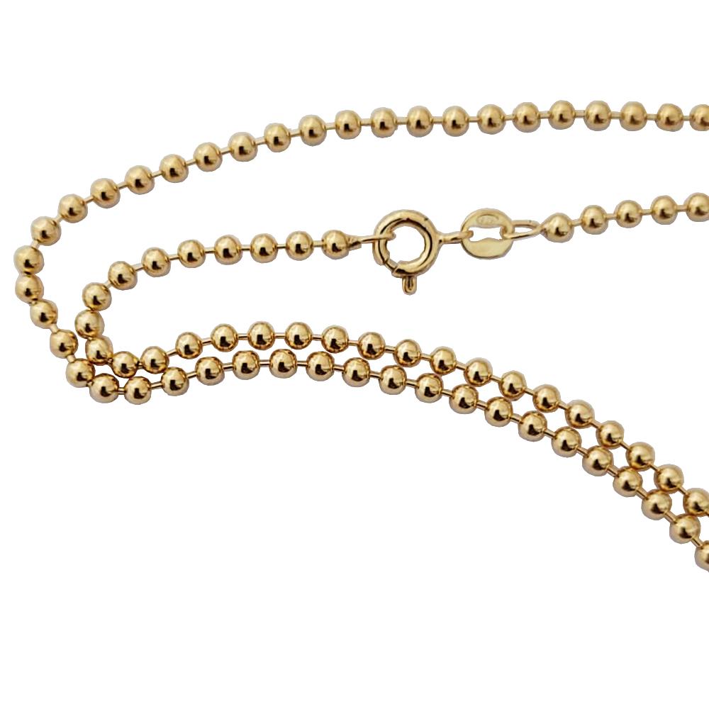 Collana pallina militare mm 2,5 in argento 925 dorato cm 90