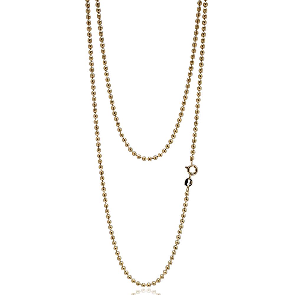 Collana pallina militare mm 2,5 in argento 925 dorato cm 90