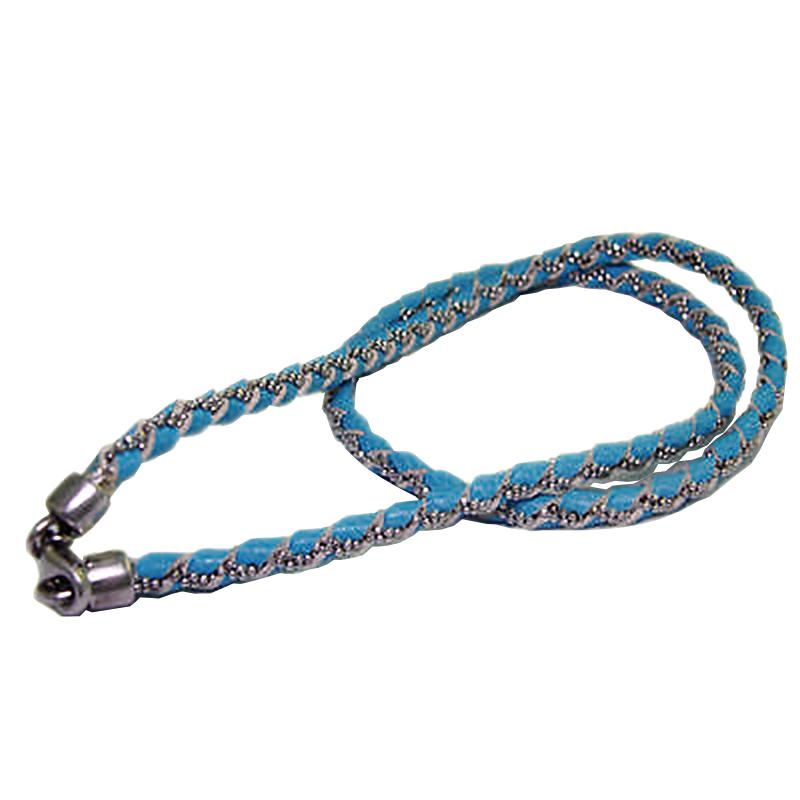 Collana girocollo snake cm 42 in pelle turchese con catena pallina e chiusura in argento 925 rodiato