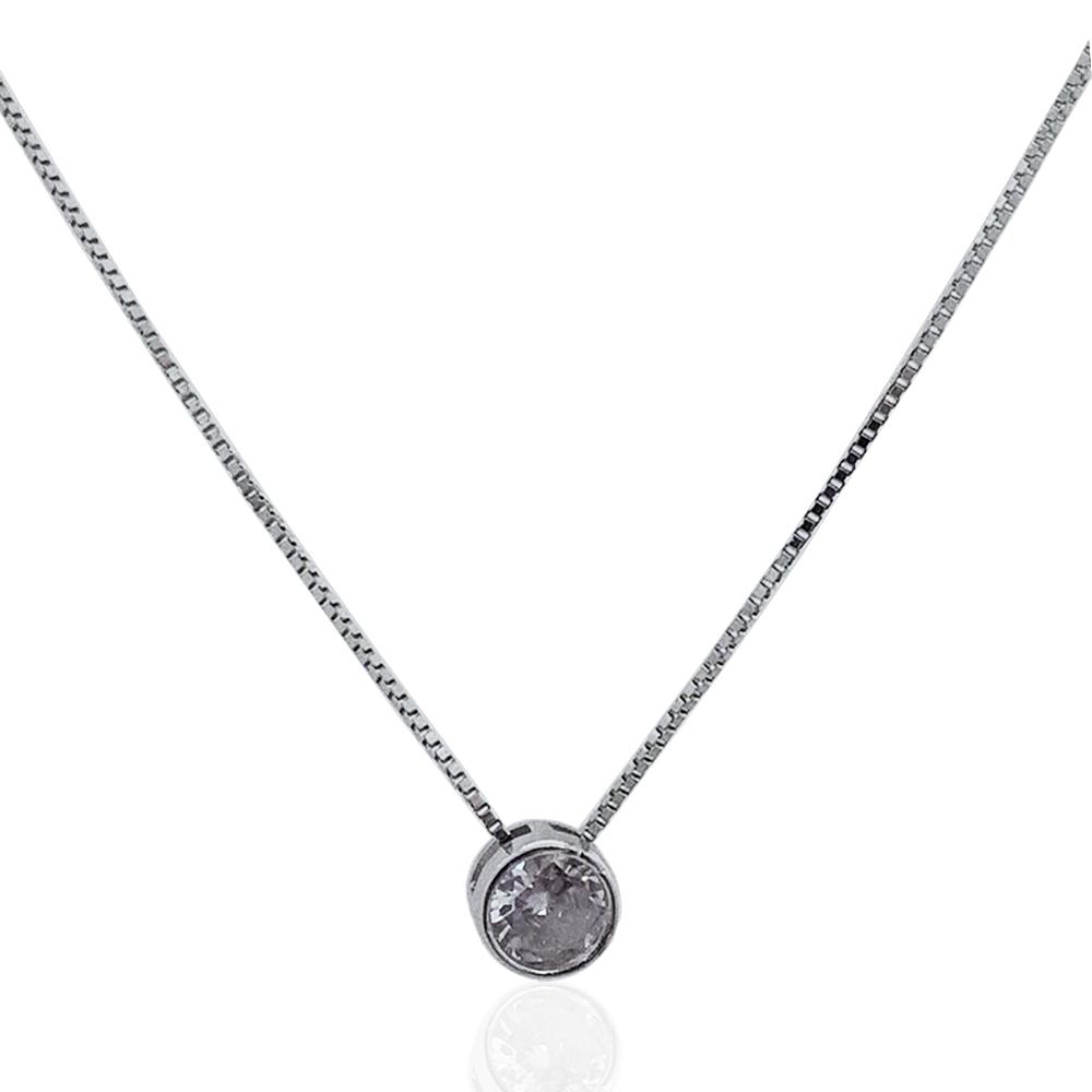 Collana punto luce a cipollina mm 5 in argento 925 rodiato con zircone bianco