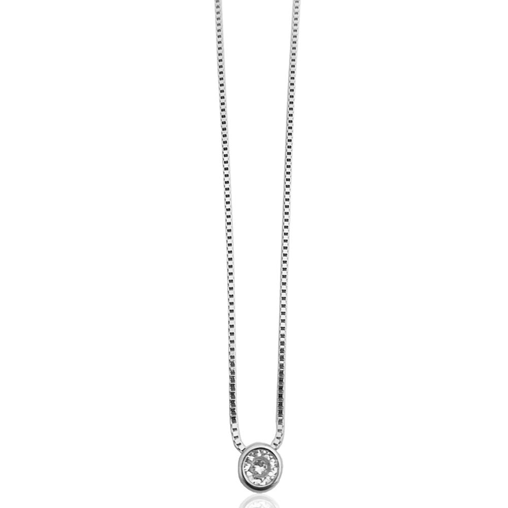 Collana punto luce a cipollina mm 4 in argento 925 rodiato con zircone bianco