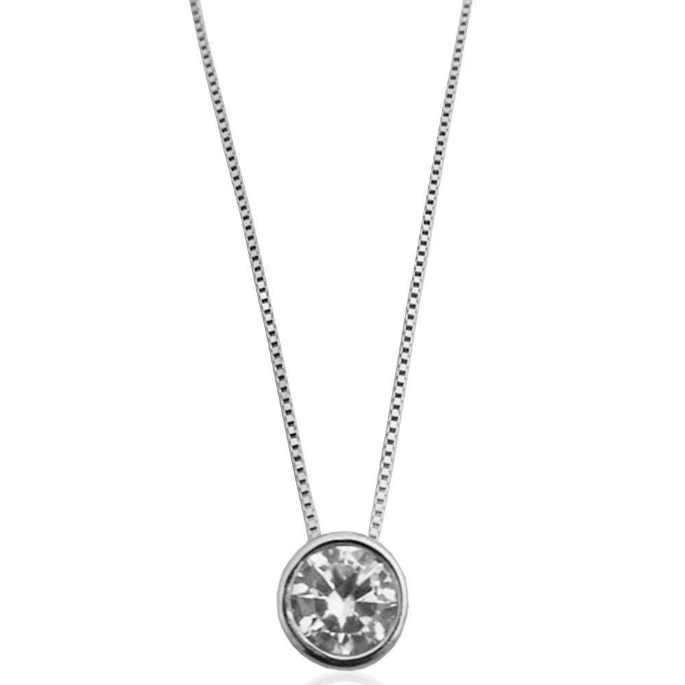 Collana punto luce a cipollina mm 8 in argento 925 rodiato con zircone bianco