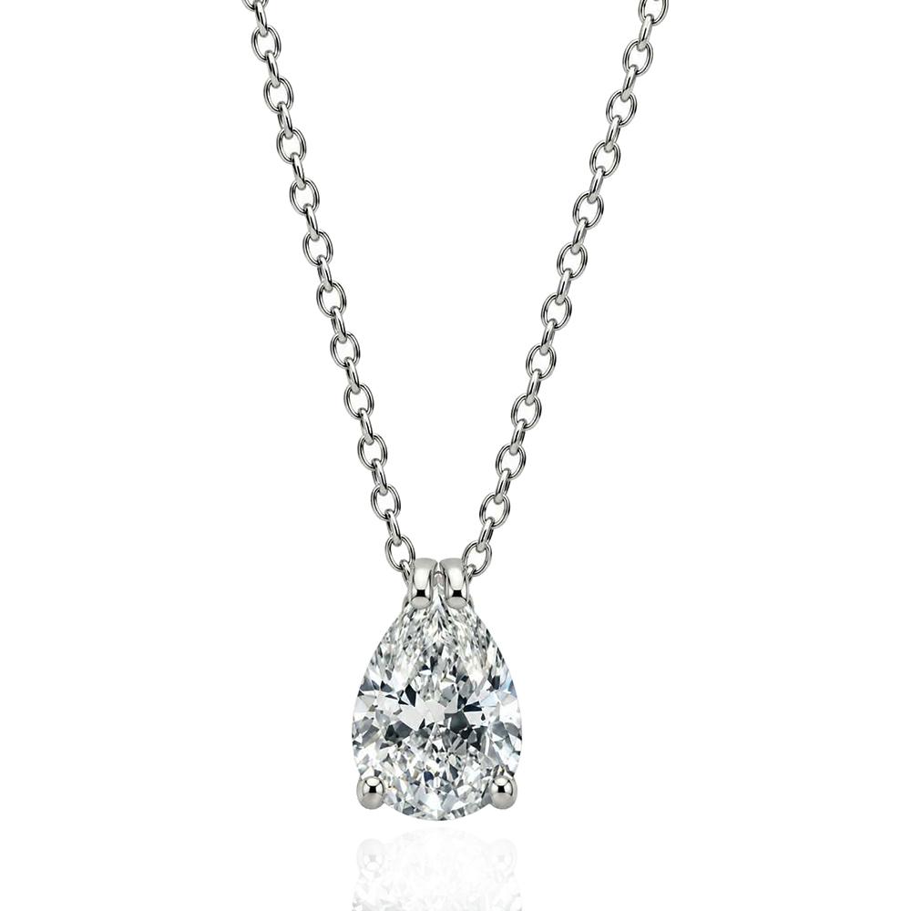 Collana punto luce goccia mm 10x8 in argento 925 rodiato con zircone bianco