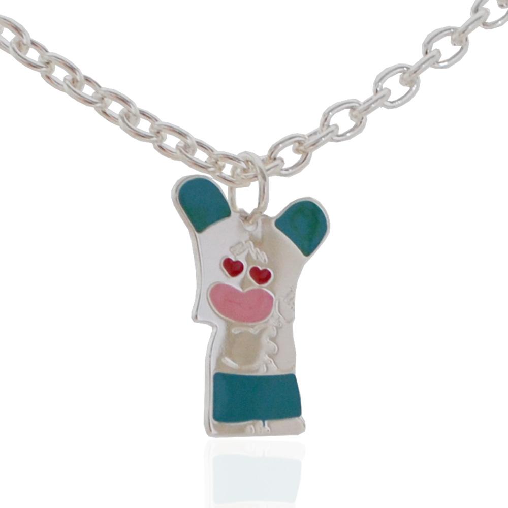 Collana maglia rolo' ovale in acciaio chirurgico con targhetta hello spank turchese da personalizzare