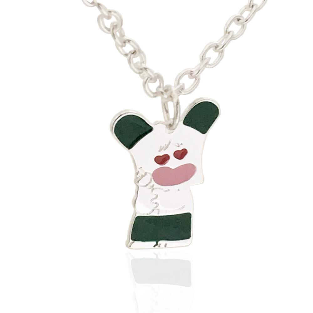Collana maglia rolo' ovale in acciaio chirurgico con targhetta hello spank verde da personalizzare