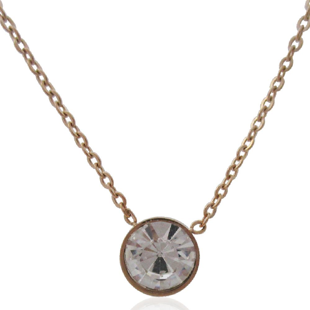 Collana rolo' cm 48-53 in acciaio anallergico lucido o ramato con punto luce da 7 mm