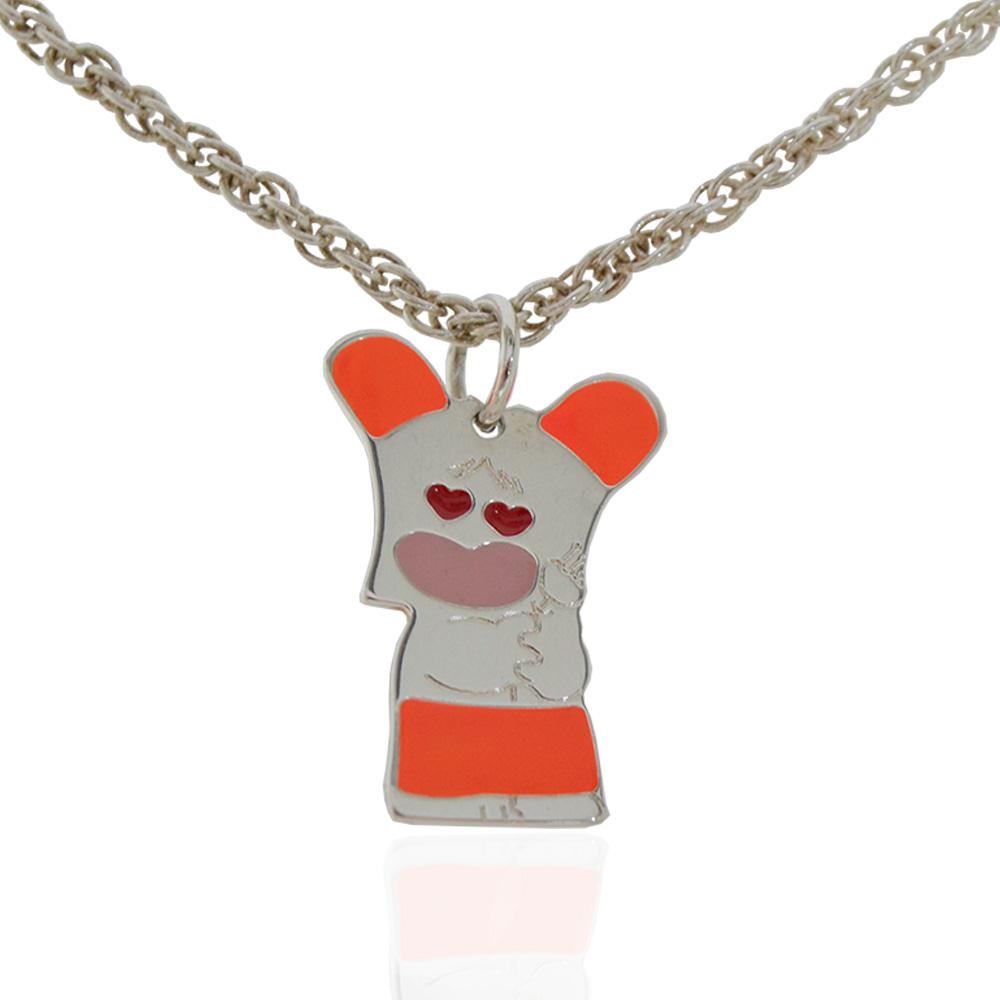 Collana singapore in acciaio chirurgico con targhetta hello spank arancione da personalizzare
