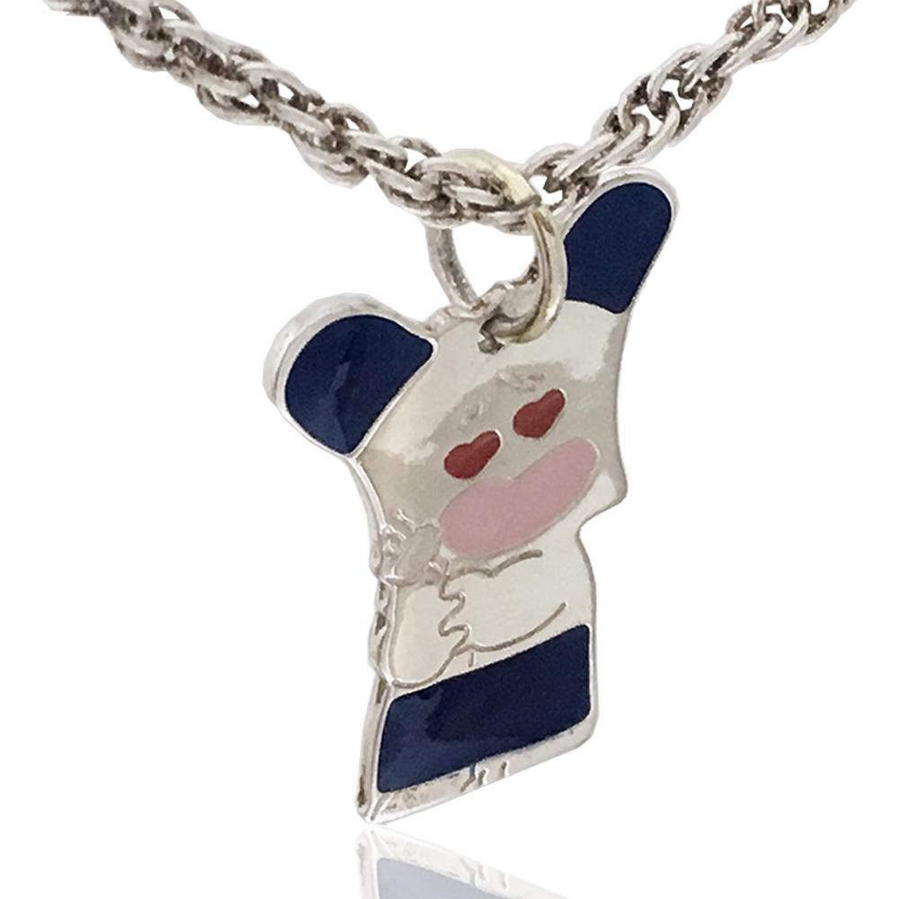 Collana cm 45 in acciaio chirurgico con targhetta hello spank blu da personalizzare