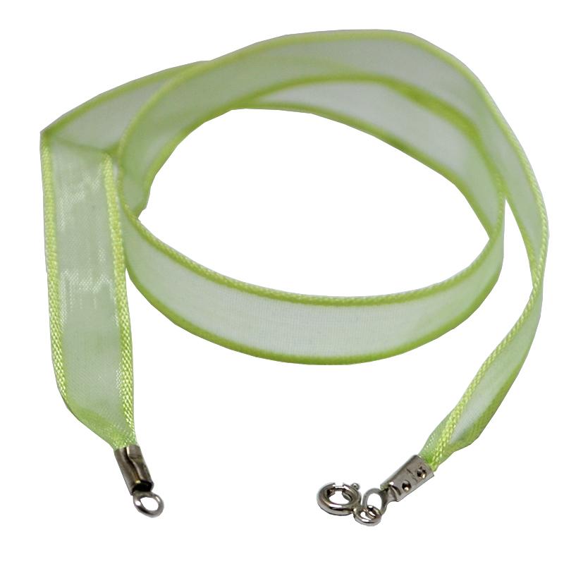Collarino girocollo in raso verde acqua cm 45 con chiusura in argento 925 rodiato