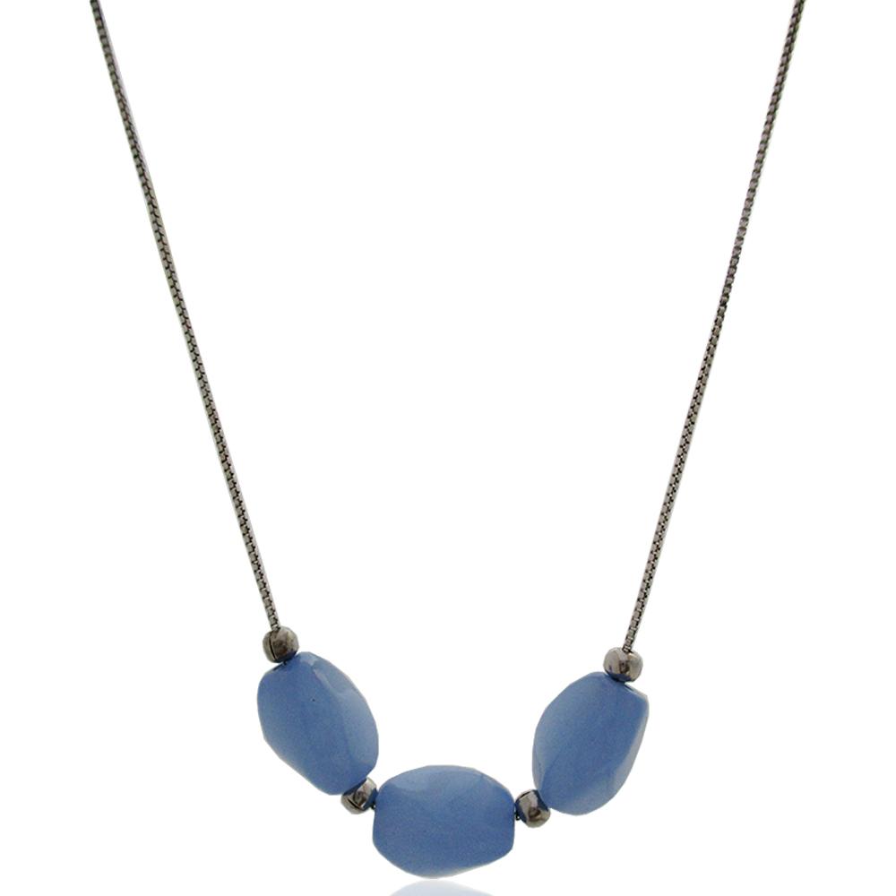 Collier a maglia veneziana cm 42 in argento 925 rodiato con pepite di quarzi