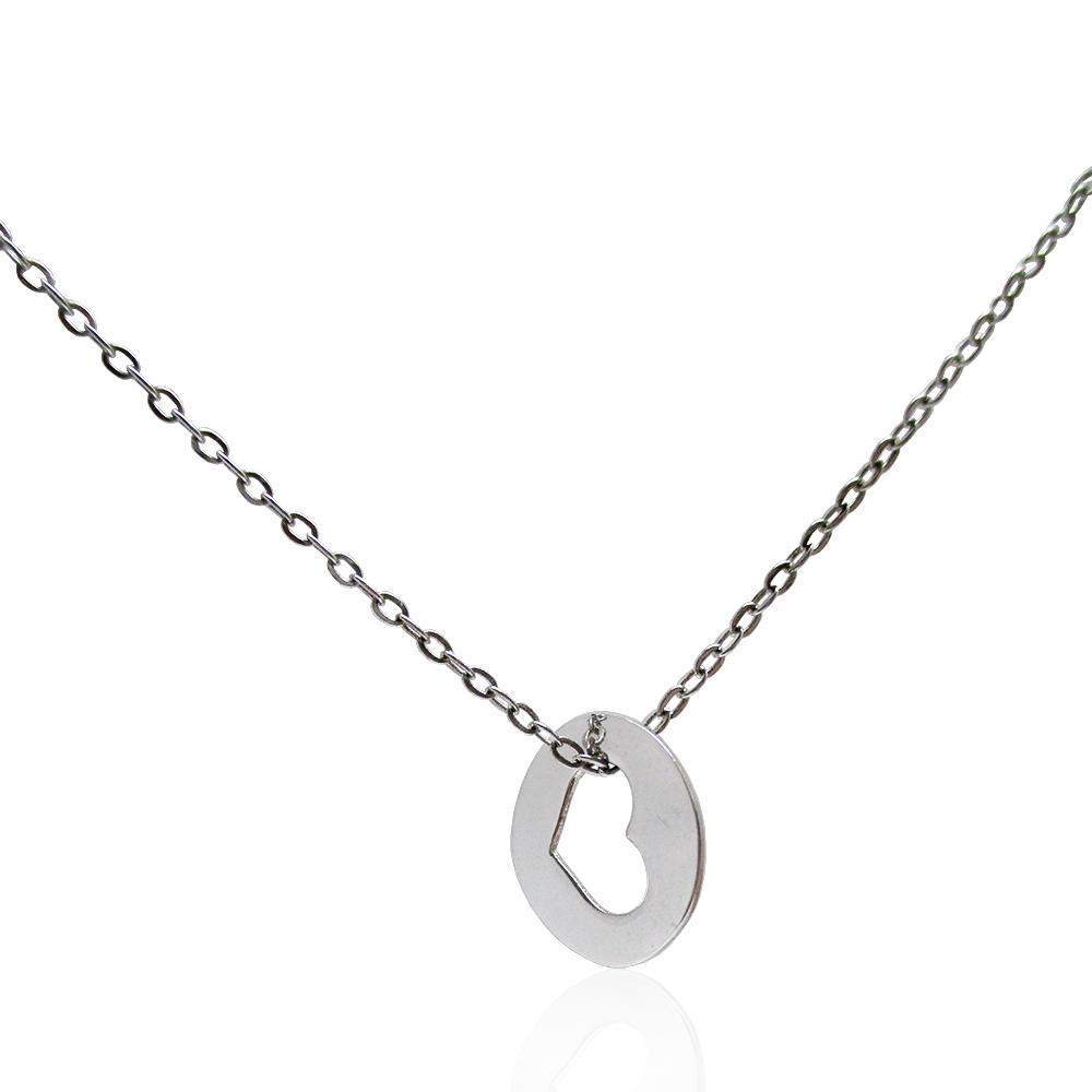 Collier rolo' cm 42 in argento 925 rodiato con cuore nel cerchio mm 11