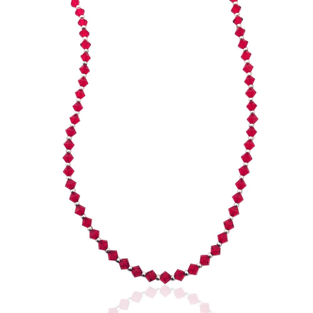 Collier con cristalli swarovski light siam da 4 mm e inserti e chiusura in argento 925