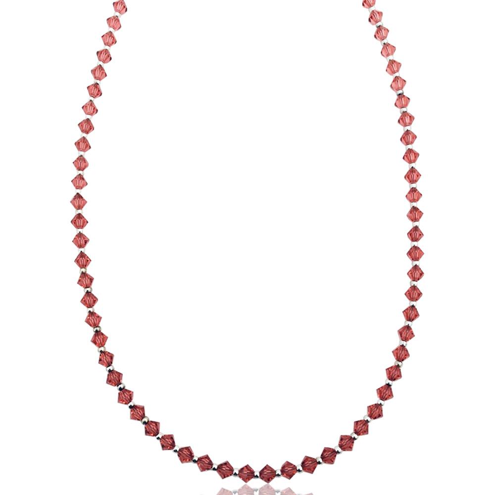 Collier con cristalli swarovski rose da 4 mm e inserti e chiusura in argento 925