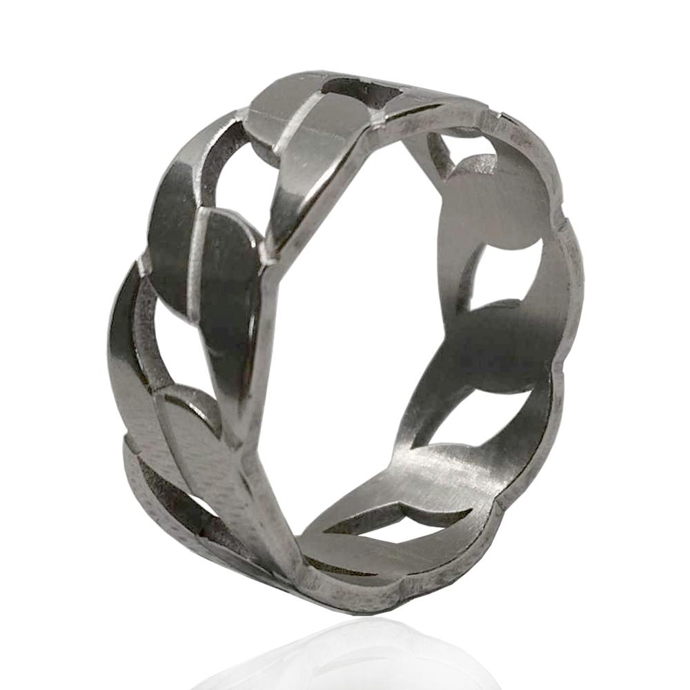 Completo collana con bracciale ed anello a catena grumetta mm 6 in acciaio lucido