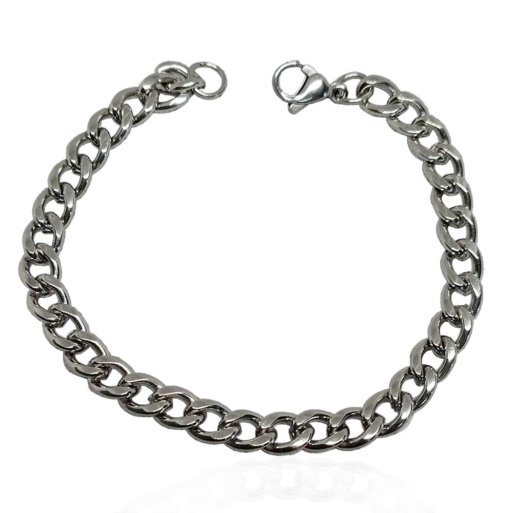 Completo collana con bracciale ed anello a catena grumetta mm 6 in acciaio lucido