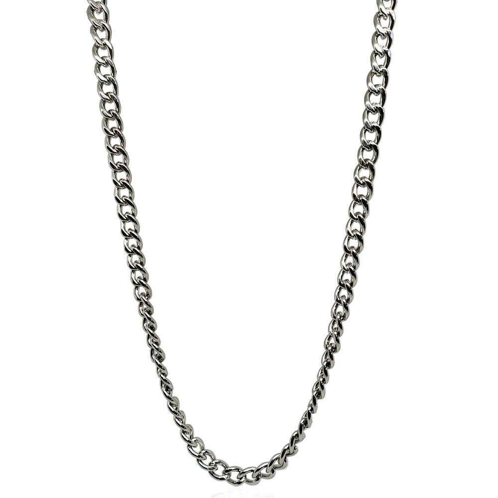 Completo collana con bracciale ed anello a catena grumetta mm 6 in acciaio lucido