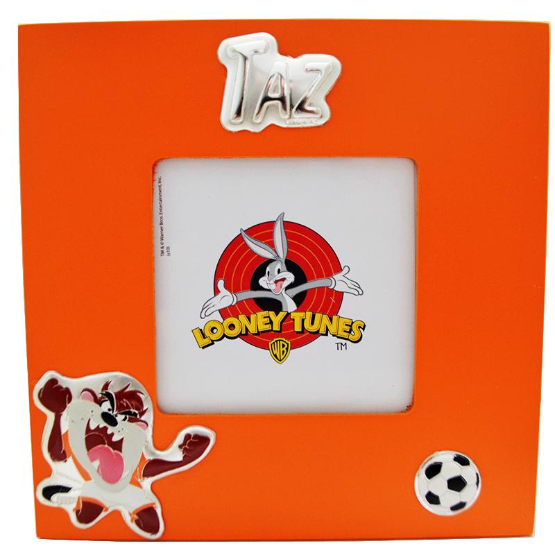 Portafoto in legno looney tunes taz gioca a calcio laminato argento