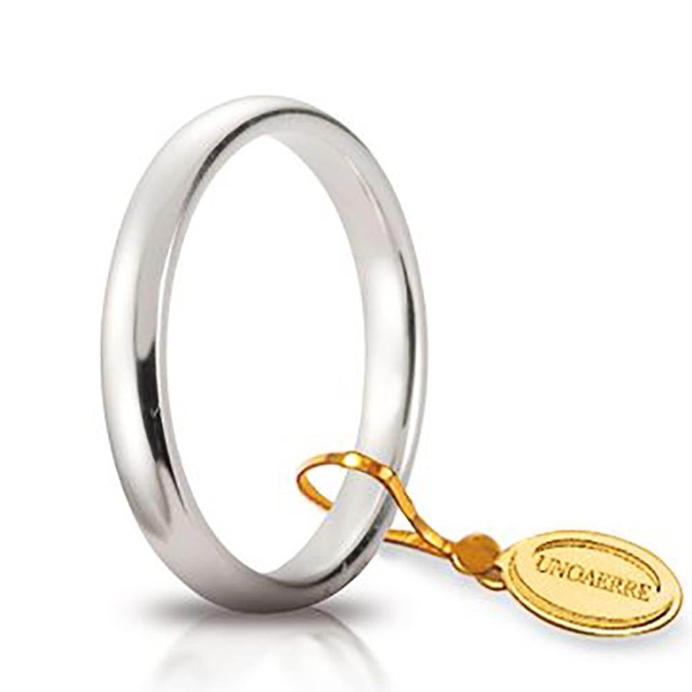 Fede nuziale comoda in oro bianco titolo 750 collezione unoaerre- incisione gratis - mm 3