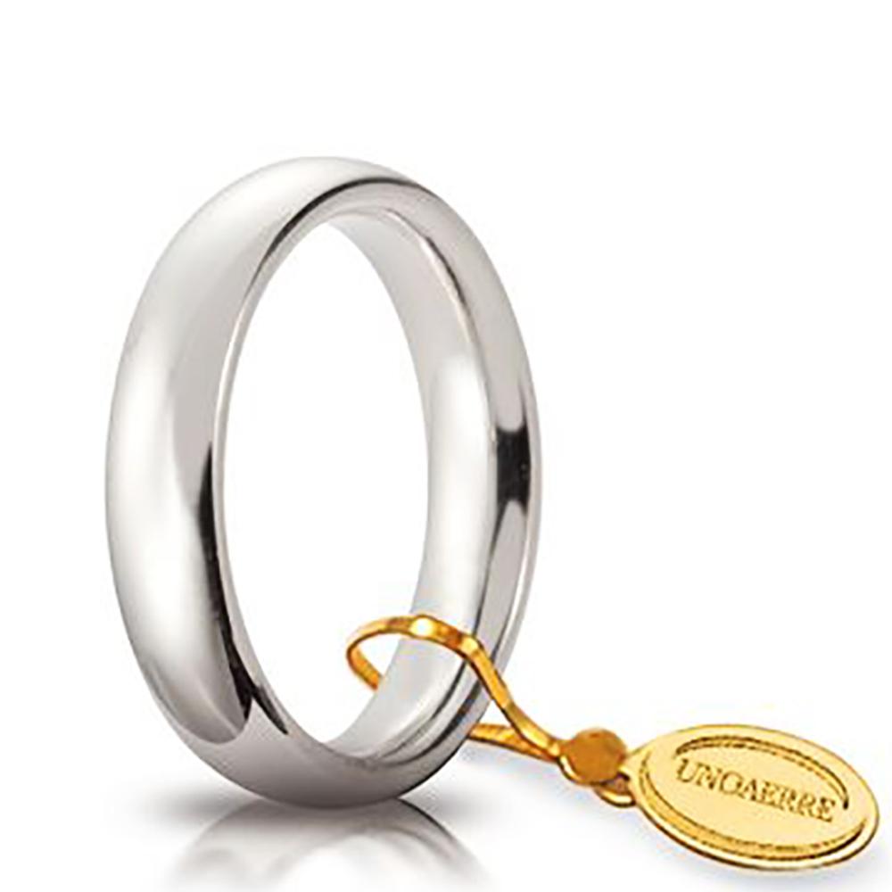 Fede nuziale comoda in oro bianco titolo 750 collezione unoaerre- incisione gratis - mm 4