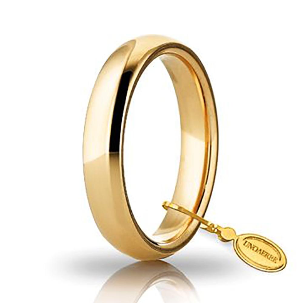 Fede nuziale comoda in oro giallo titolo 750 collezione unoaerre- incisione gratis - mm 4