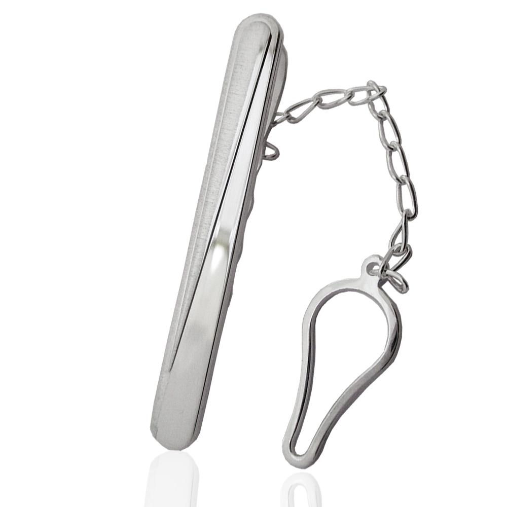 Fermacravatta mm 55x7 in argento massiccio titolo 925 lucido-satinato