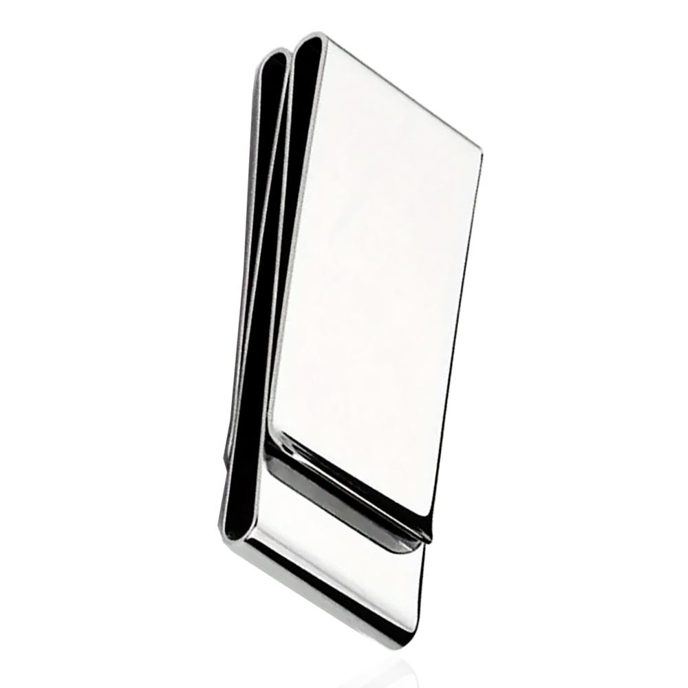 Fermasoldi doppio mm 60x26x11 in acciaio lucido da personalizzare