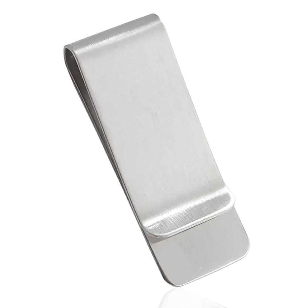 Fermasoldi rettangolare in acciaio satinato mm 52x20 da personalizzare