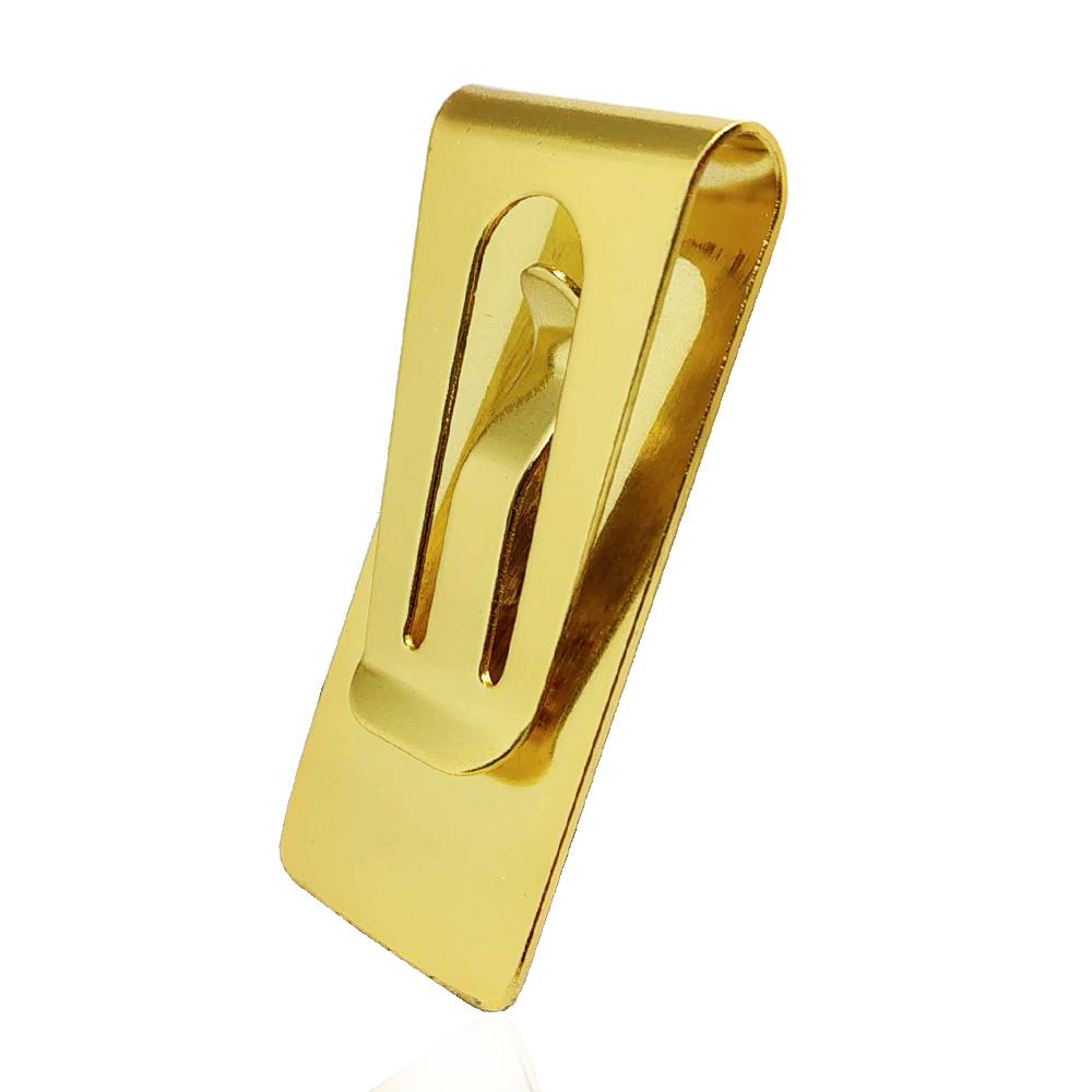 Fermasoldi in acciaio lucido dorato mm 55x26 da personalizzare