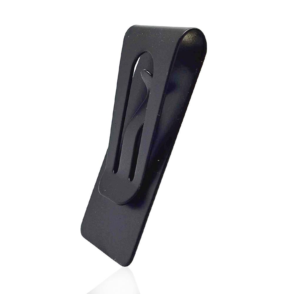 Fermasoldi in acciaio satinato placcato rutenio mm 55x26 da personalizzare