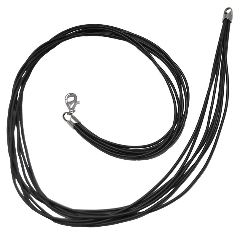 Collier girocollo a 7 fili in caucciu' con chiusura in argento 925 rodiato cm 42