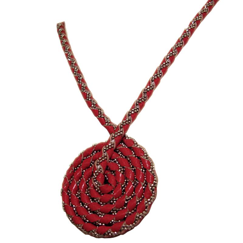 Collana girocollo spirale cm 40 in pelle rossa e argento 925 rodiato