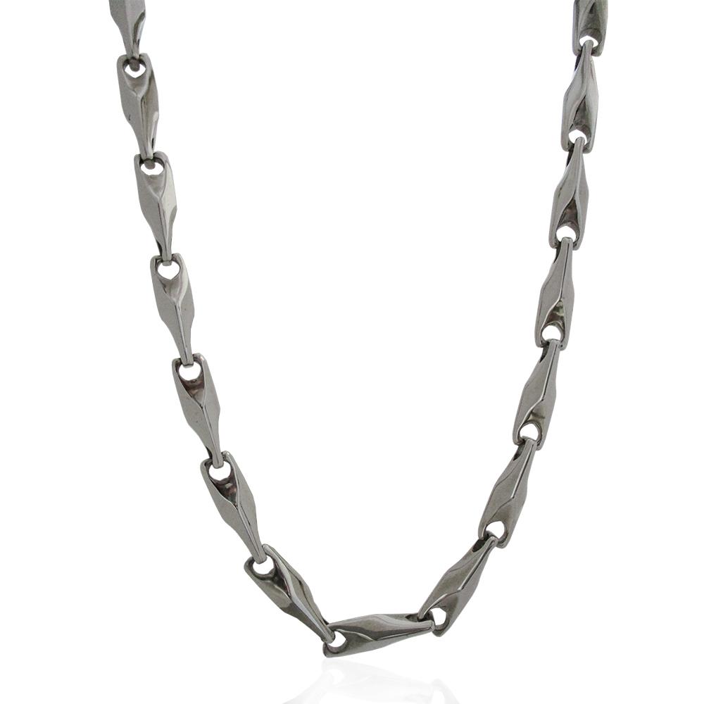 Collana maglia prisma mm 21x6 in acciaio lucido anallergico cm 56