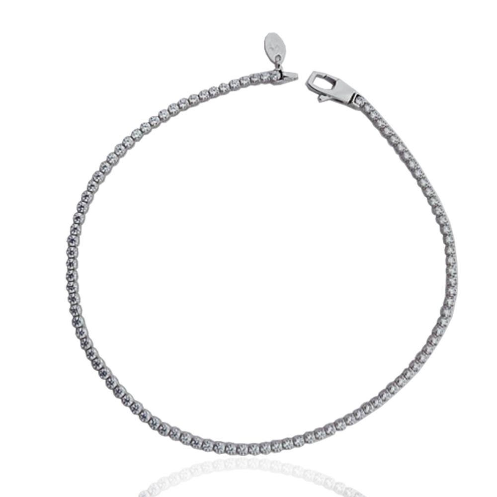 Bracciale tennis mm 1,5 in oro bianco 18 carati cm 18 con zirconi bianchi