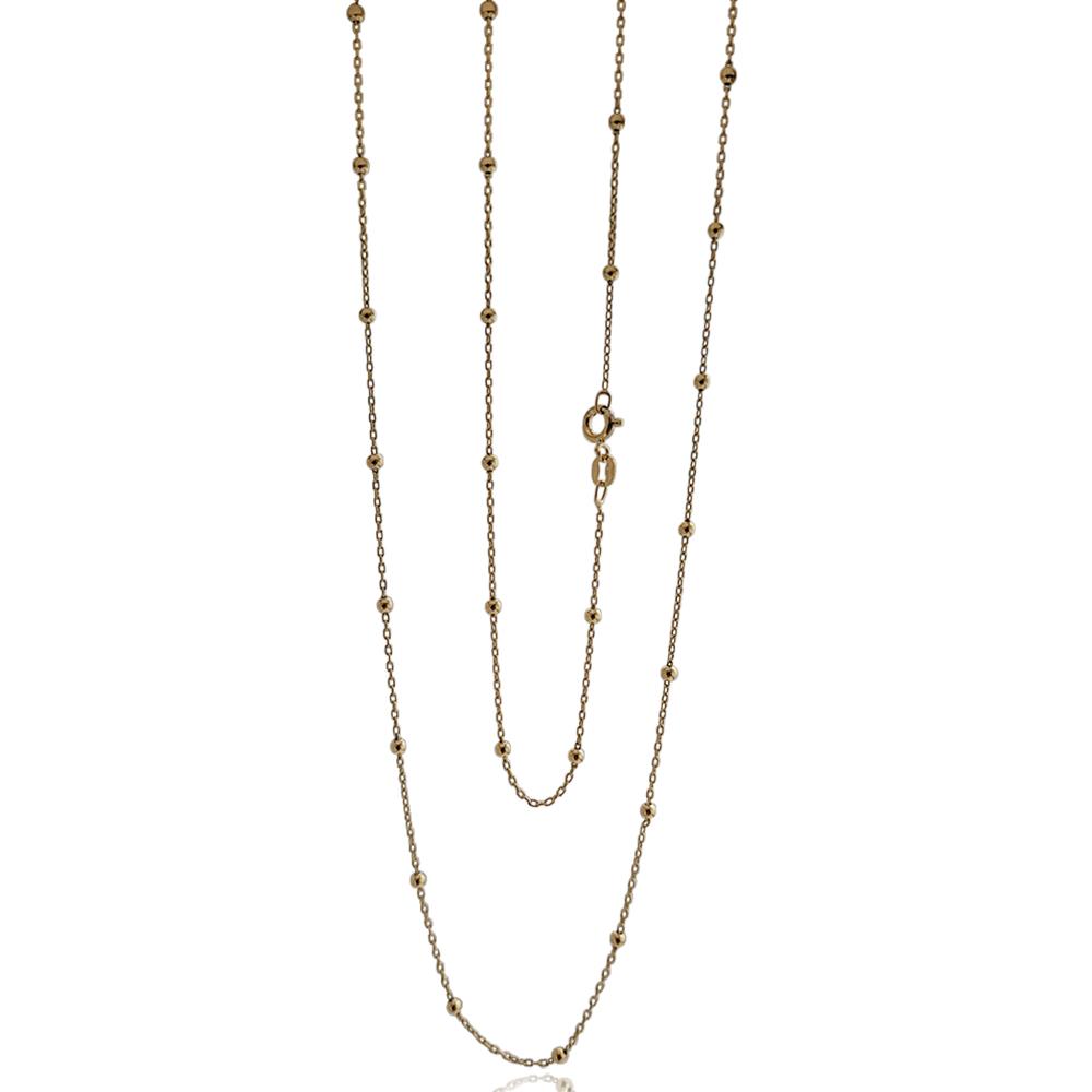 Laccio catena e pallina da mm 2,5 in argento 925 dorato cm 70