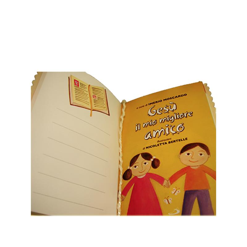 Libro di gesu' illustrato in tela, terracotta e icona cristo laminato argento