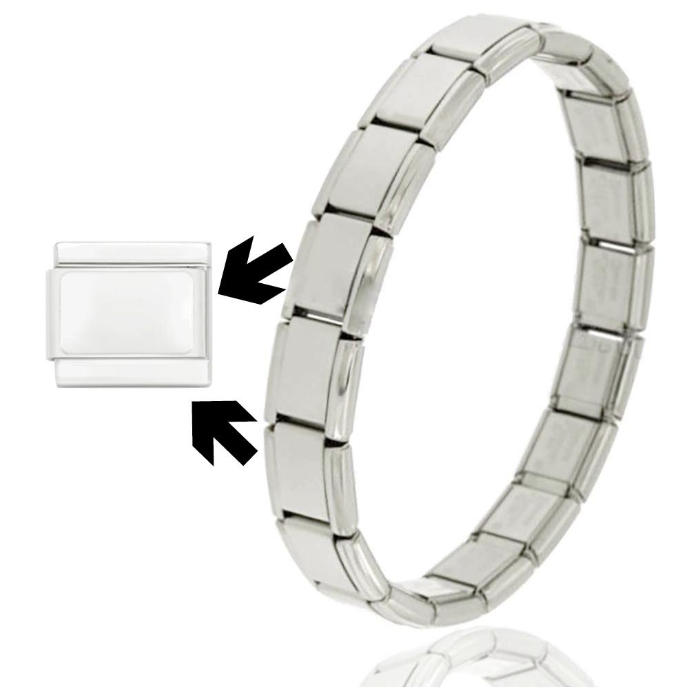 Maglia link-tessera singola per bracciale in acciaio composable
