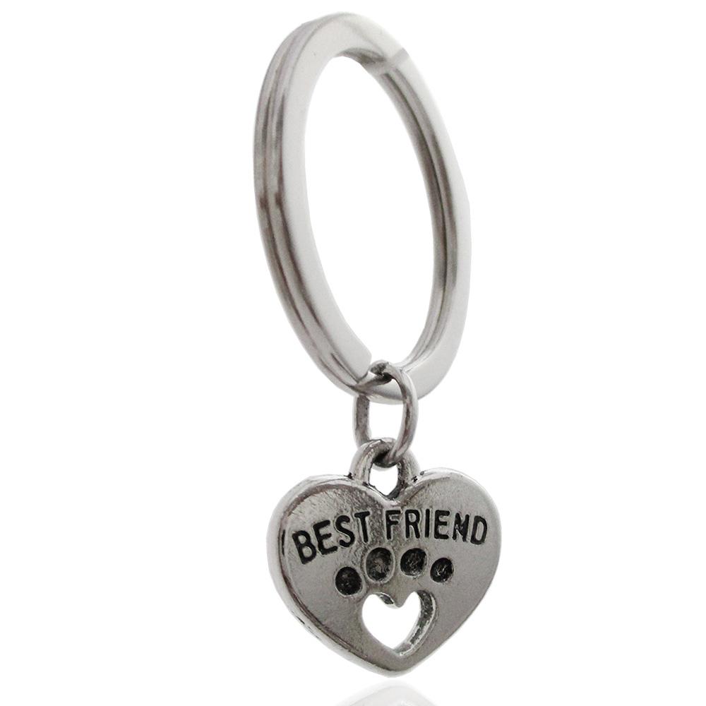 Medaglia per cane gatto cuore in acciaio con best friend e gancio brise'