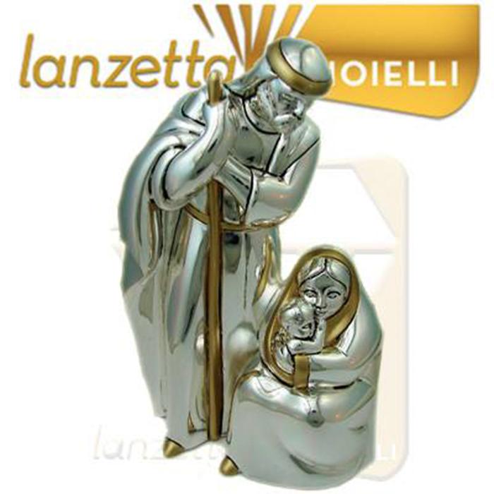 Statua natività in argento galvanico cm 18x10 con scena natalizia