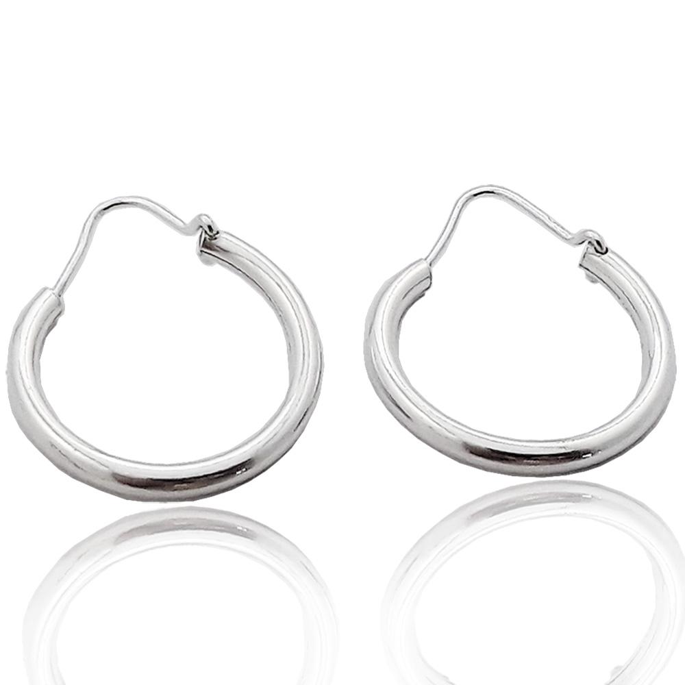 Orecchini cerchio foretto mm 20 in argento 925 canna da 2 mm chiusura monachella