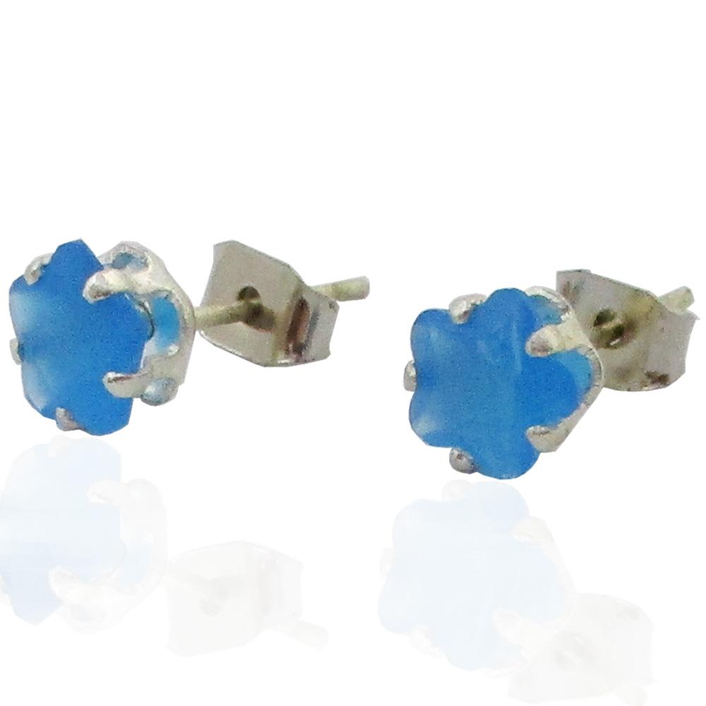 Orecchini a lobo per bambina stella colorata mm 6x6 acciaio anallergico