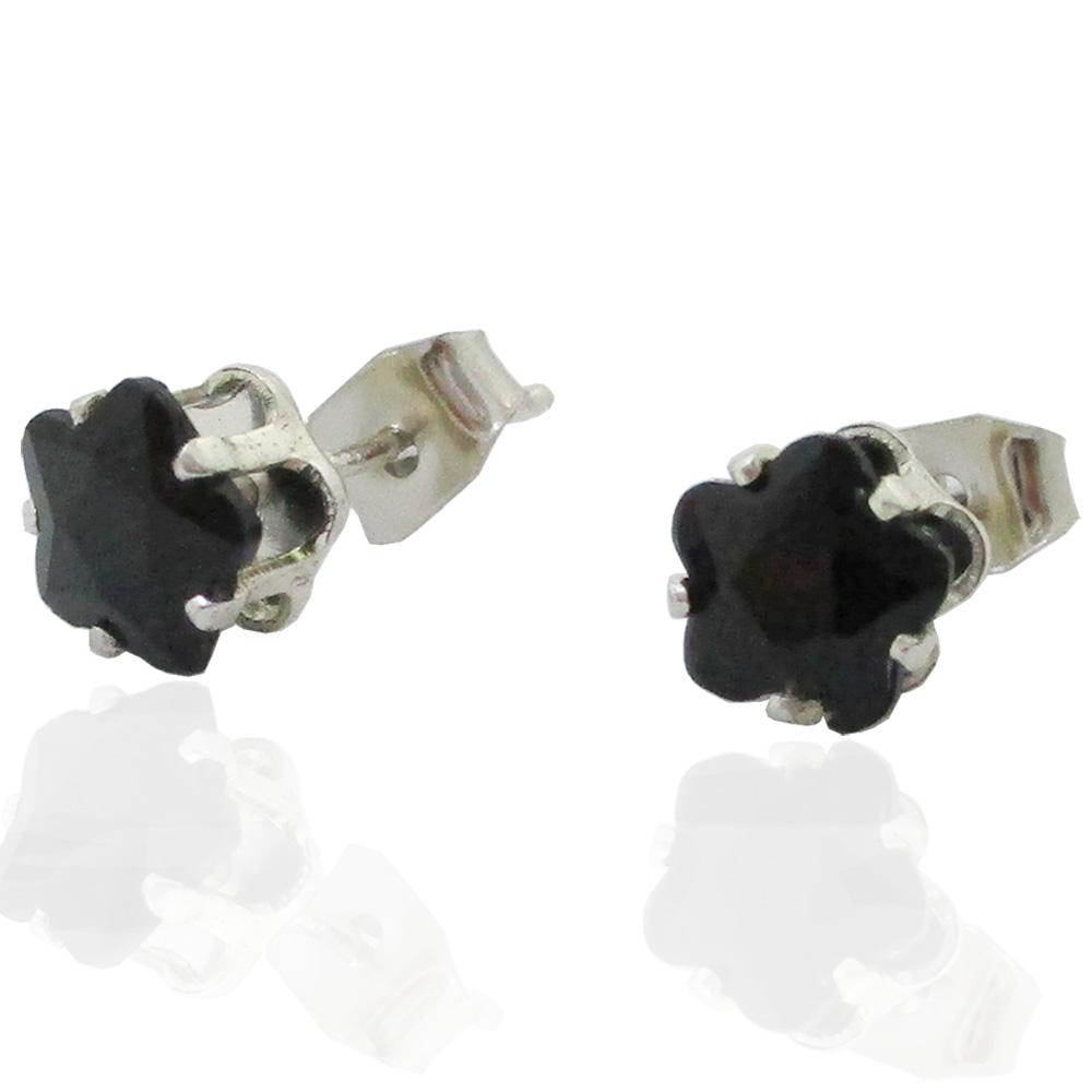Orecchini a lobo per bambina stella colorata mm 6x6 acciaio anallergico