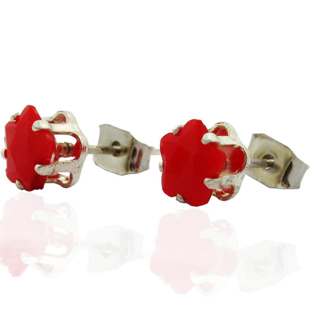 Orecchini a lobo per bambina stella colorata mm 6x6 acciaio anallergico