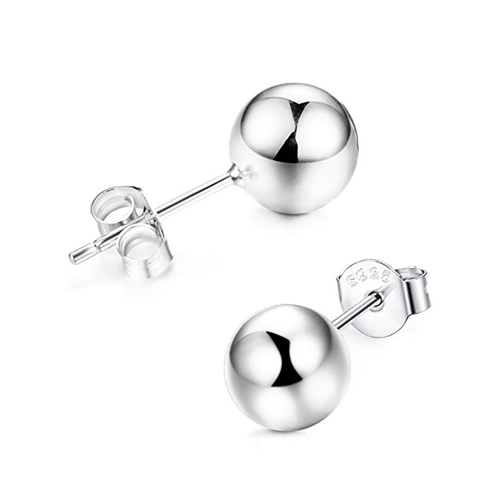 Orecchini a lobo sfere classiche mm 12 in argento 925 rodiato