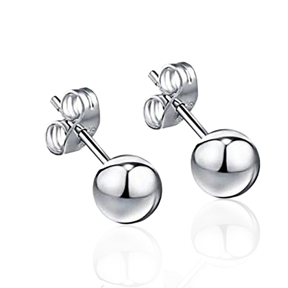 Orecchini a lobo sfere classiche mm 5 in argento 925 rodiato
