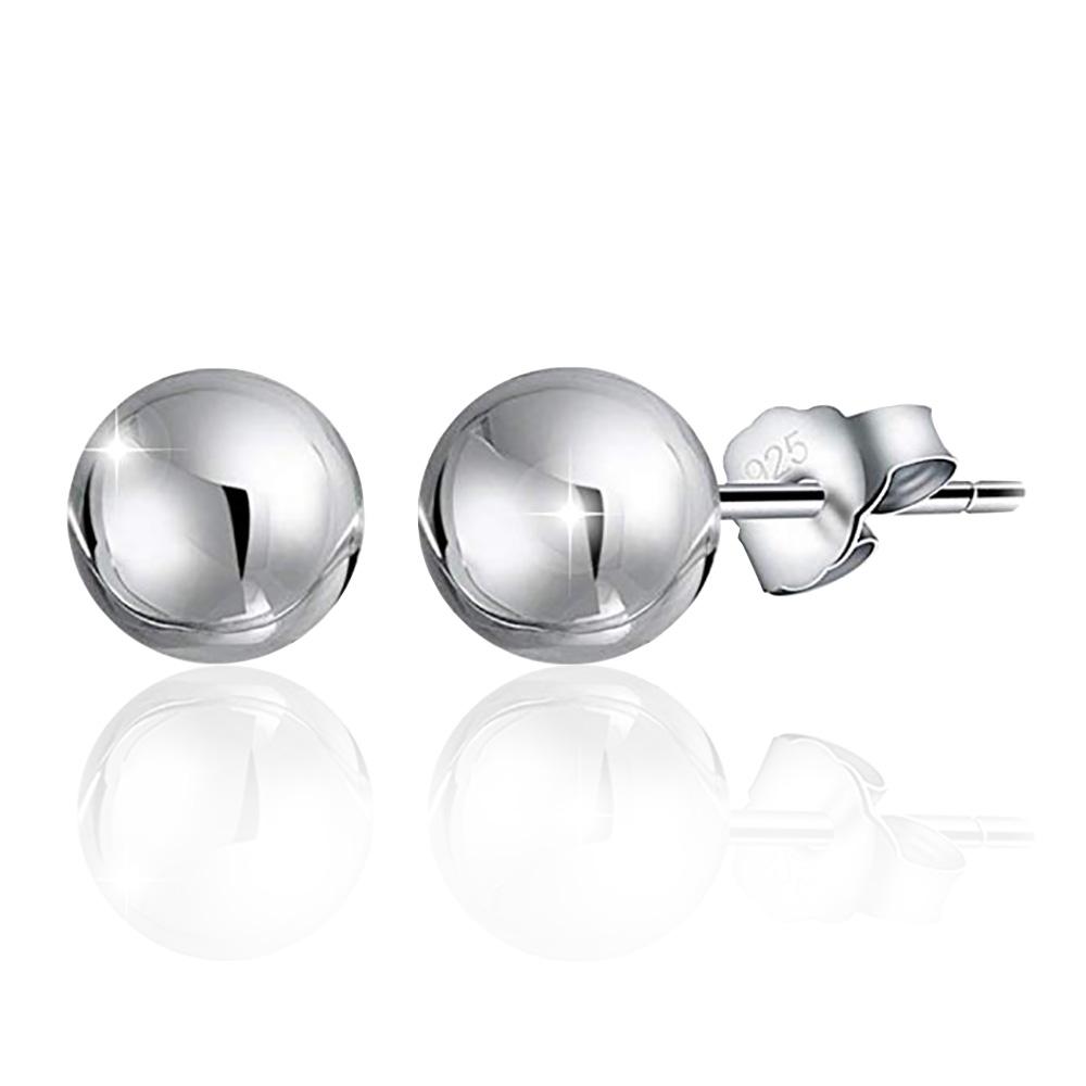 Orecchini a lobo sfere classiche mm 8 in argento 925 rodiato