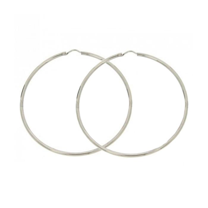 Orecchini cerchio foretto mm 65 in argento rodiato titolo 925