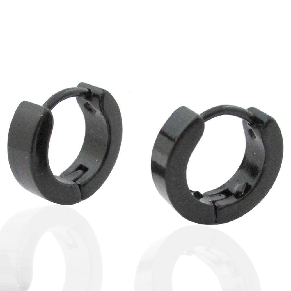Orecchini a cerchio mm 14x4 unisex in acciaio placcato rutenio