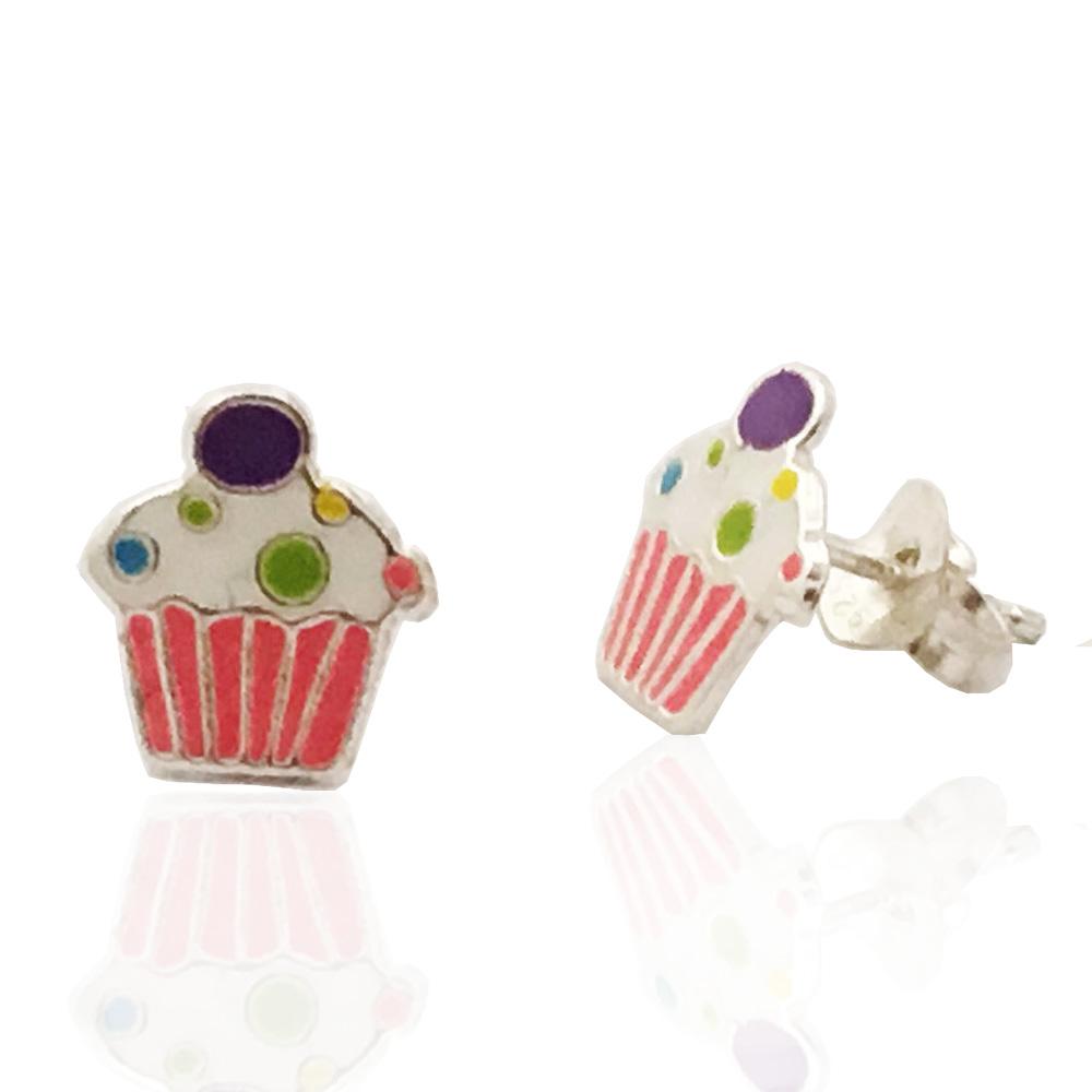 Orecchini lobo per bambina ice cream mm 9 in argento 925 e smalti